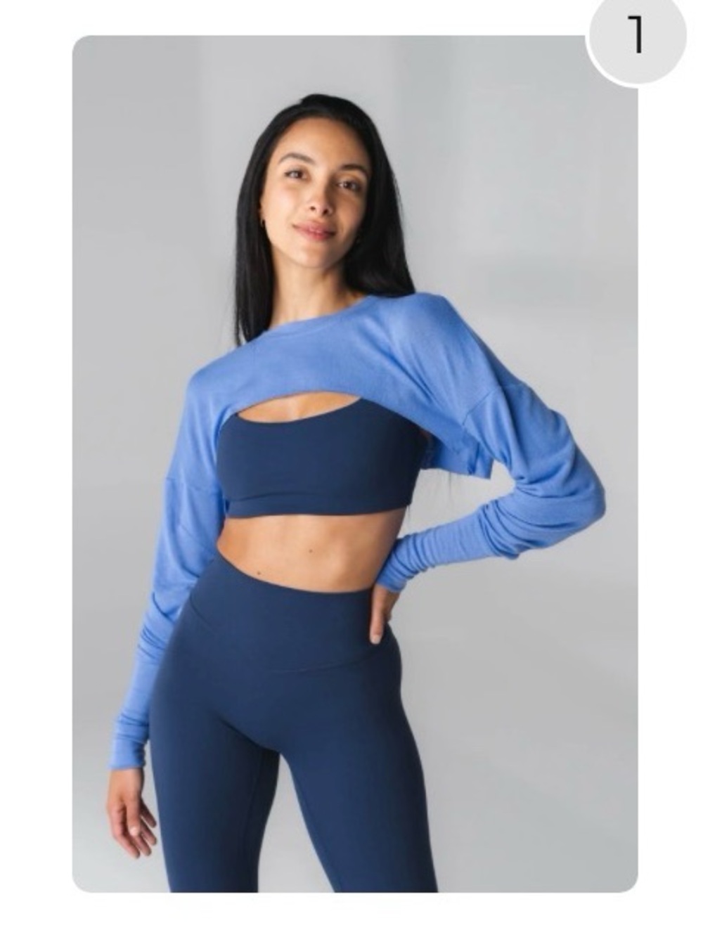 Balance Athletica Blue Cropped Long-Sleeve shrug